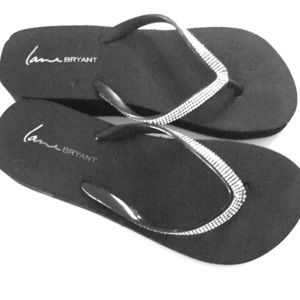 Lane Bryant Black Flip Flops with rhinestones